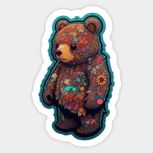 Cute Flowery Teddy Bear Sticker